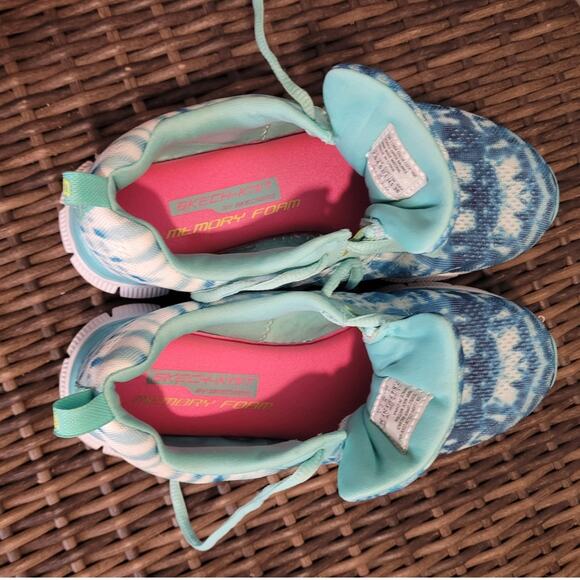SKECHERS Flex Appeal 11884 Tie Dye Sneakers Sz 7.5 Mint Green Aqua Comfortcore - Picture 3 of 9